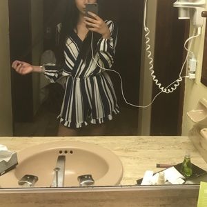 Blue & White striped romper